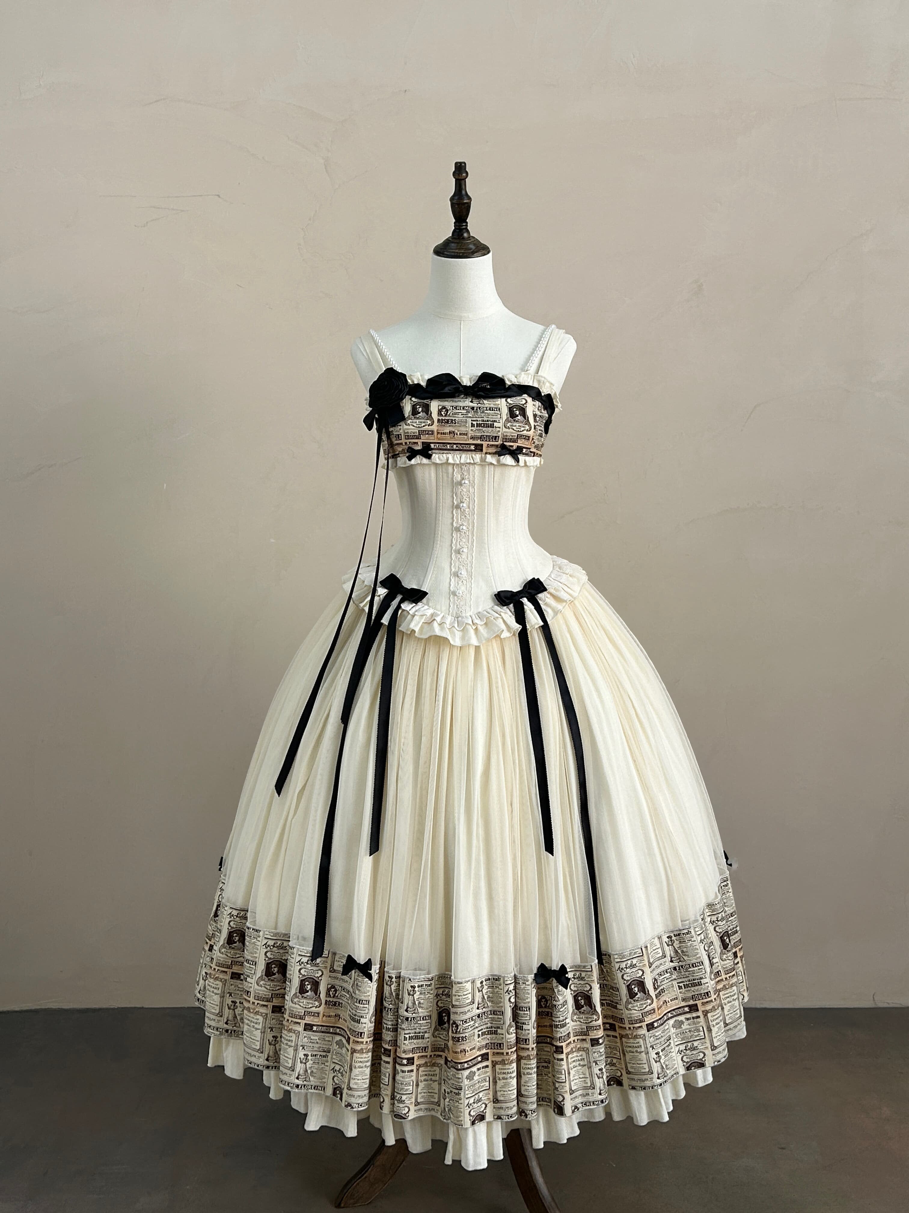 Letter from London White Newspaper Print Classic Lolita JSK Dress - image 14