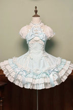 Vintage Polka Dot Lolita Halter Blue OP Dress and Accessories - image 1
