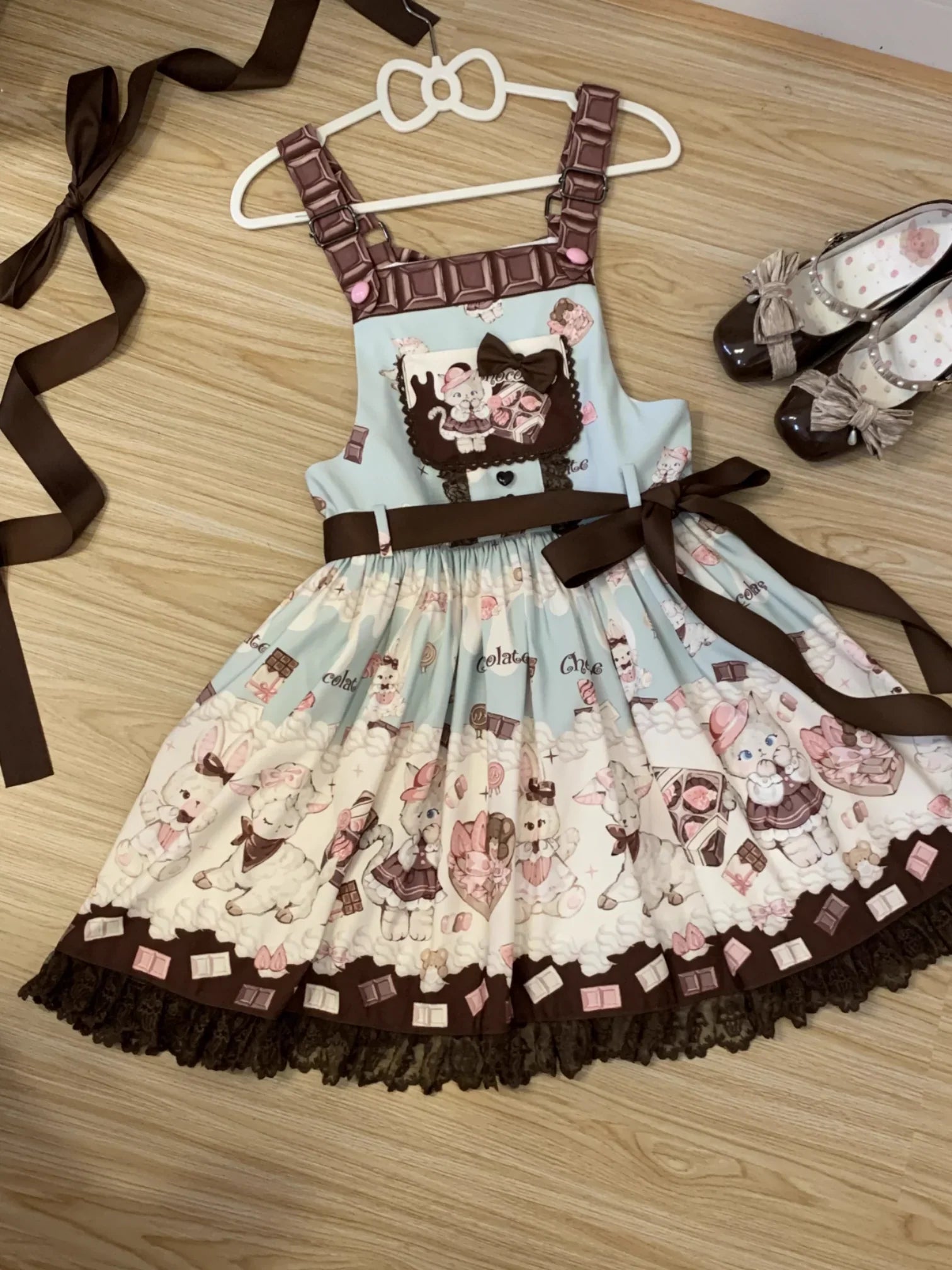 Heartbeat Miao Qiao - Kawaii Lolita Salopette Summer Cat Print Dress - image 8