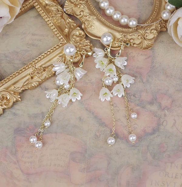 Lily Miss - Elegant Lolita Pearl Necklace and Earrings Set - image 12