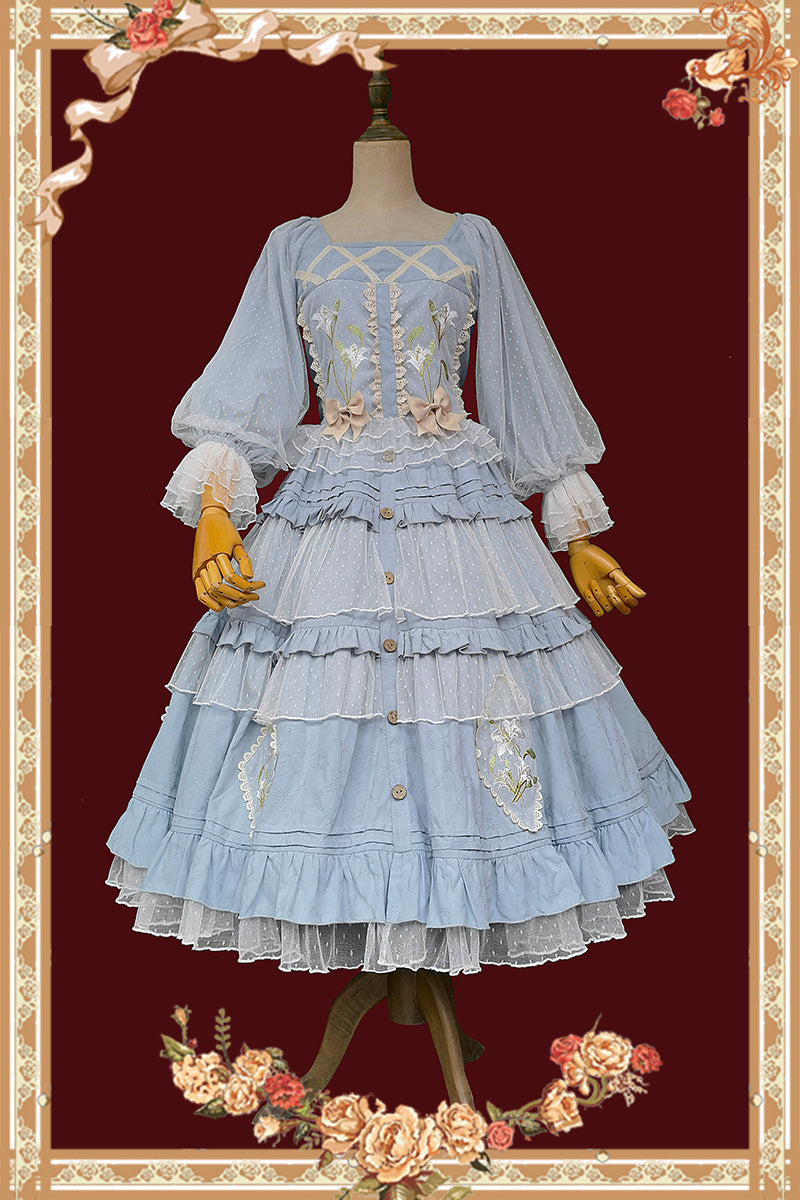 Melaleuca Lily - Embroidery Country Lolita Blouse and Skirt and Accessories - image 10