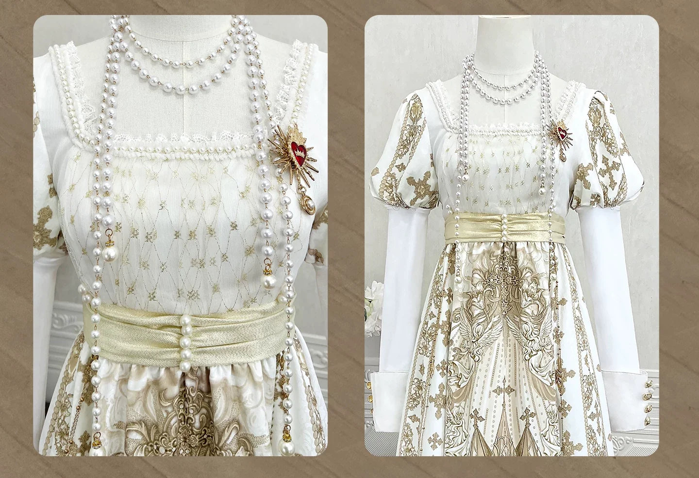 Sacred Coronation Gothic Cathedral Print Empire Lolita OP Dress Set - image 7