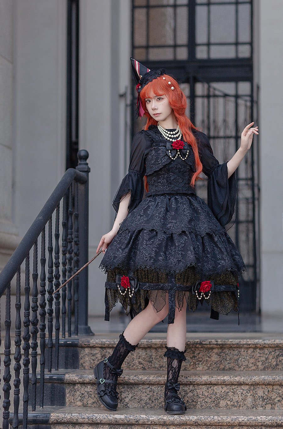 Witch's Apprentice - Gothic Lolita Split Type Black Suit - image 12
