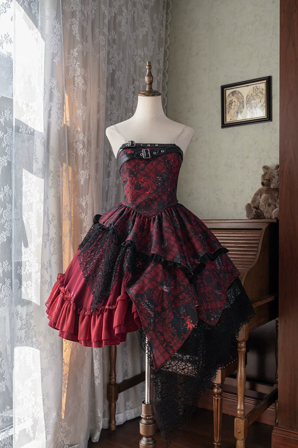 Bleeding Strawberry - Gothic Lolita JSK Dress with Jacket and Rib Chain Accessory - image 18