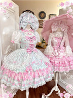 2026 Summer Rose Lattice Tiered Sweet Lolita JSK Dress with Bow Headpiece and Accessories - image 6