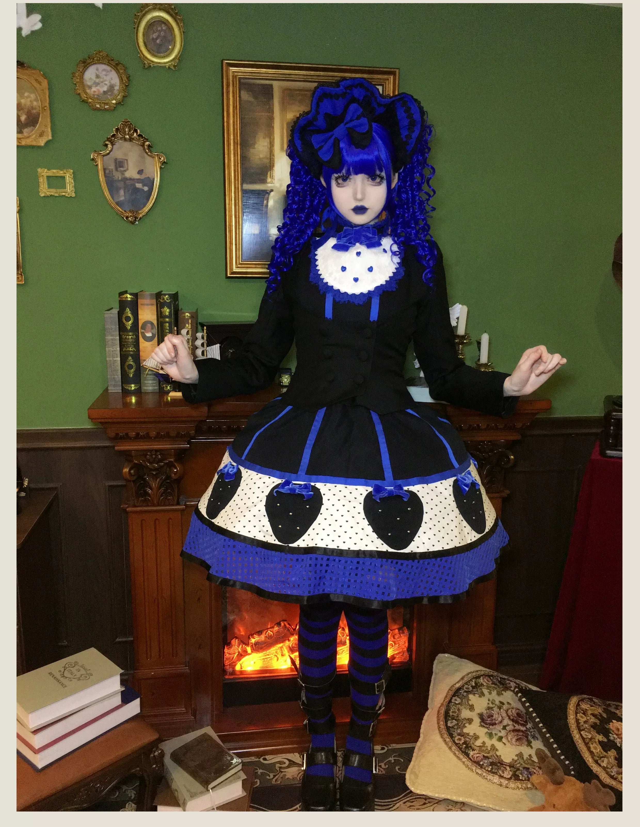 The Weird Strawberry Lady - Old School Lolita JSK, Hand-Studded Strawberry and Accessories - image 12