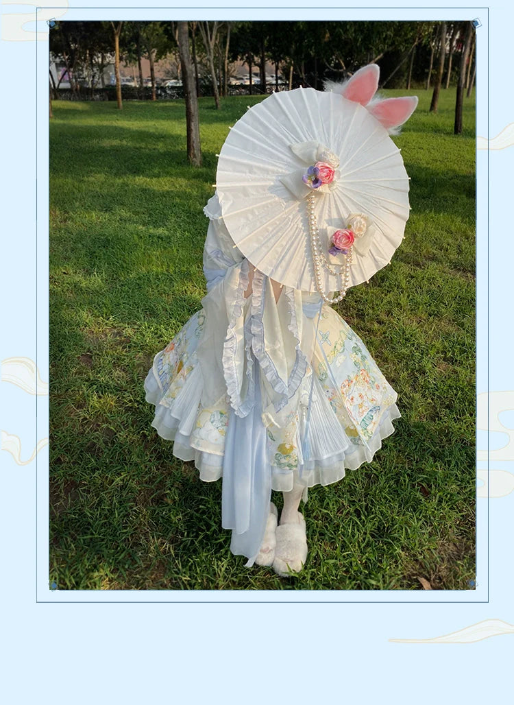 Laurel - Kawaii Han Lolita Jumper Dress Rabbit Print and Accessories - image 18