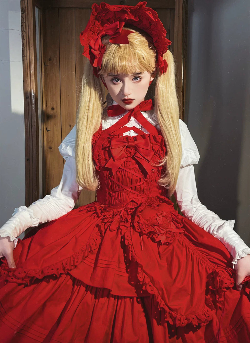 Cotton Gothic Lolita Long JSK, Drawn-up Hem - image 22