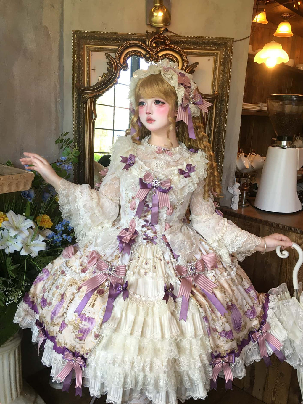 Antique Gem Fragrance Lolita Purple JSK Dress Set - image 4