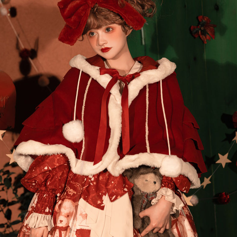 Bear Gift - Sweet Lolita OP Dress and Short Cape - image 3