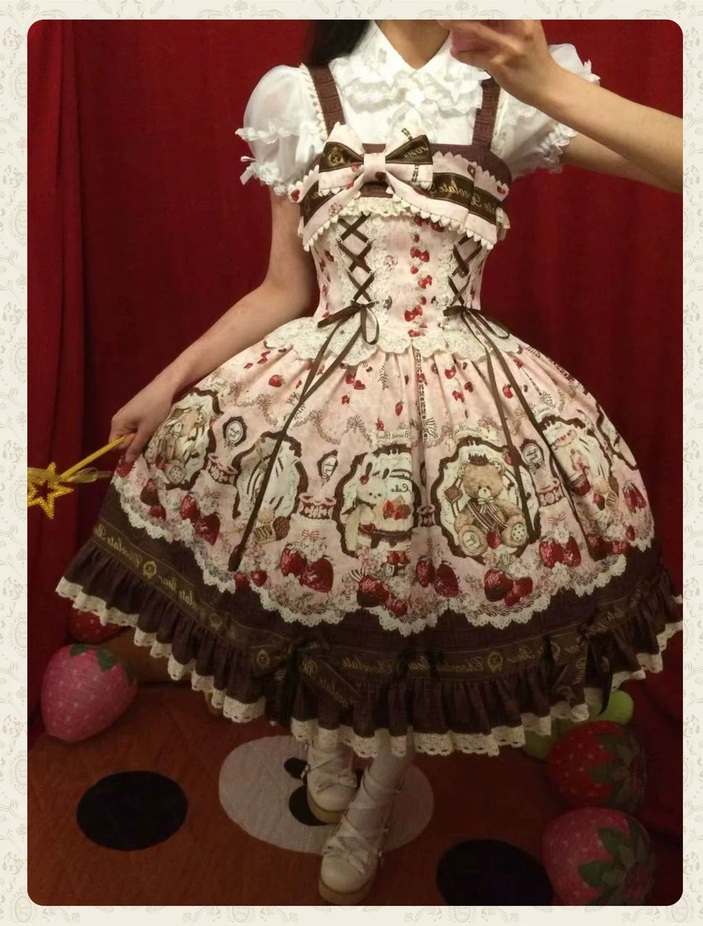 Cookie Treasure Box - Sweet Lolita Dessert Printed JSK Dress with Ribbon Bows - image 16