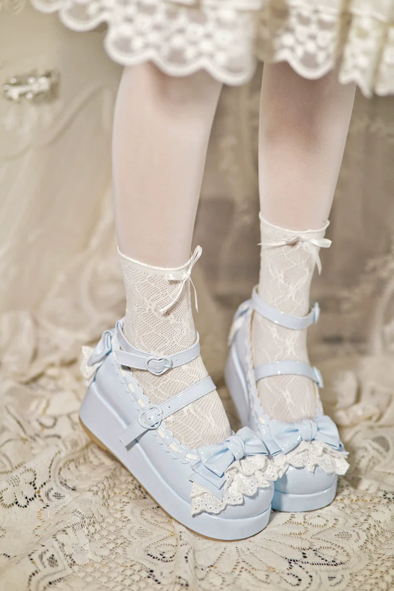 Milky Puff - Sweet Lolita Heels Shoes, Round Toe With Petite Wedge - image 17