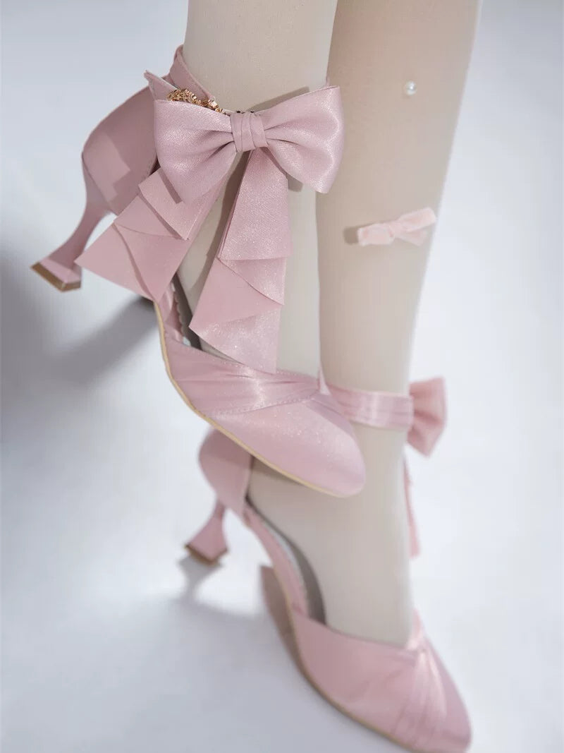 Coronation - Classic Lolita Wine Glass Heel Shoes with Detachable Bows - image 10