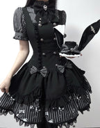 Dark Lord - Gothic Lolita Striped JSK Set, Skull Print - image 9