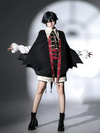 Vampire Youth - Ouji Lolita Bat Shaped Cape Set, Gold Embroidery & Red Accents - image 9