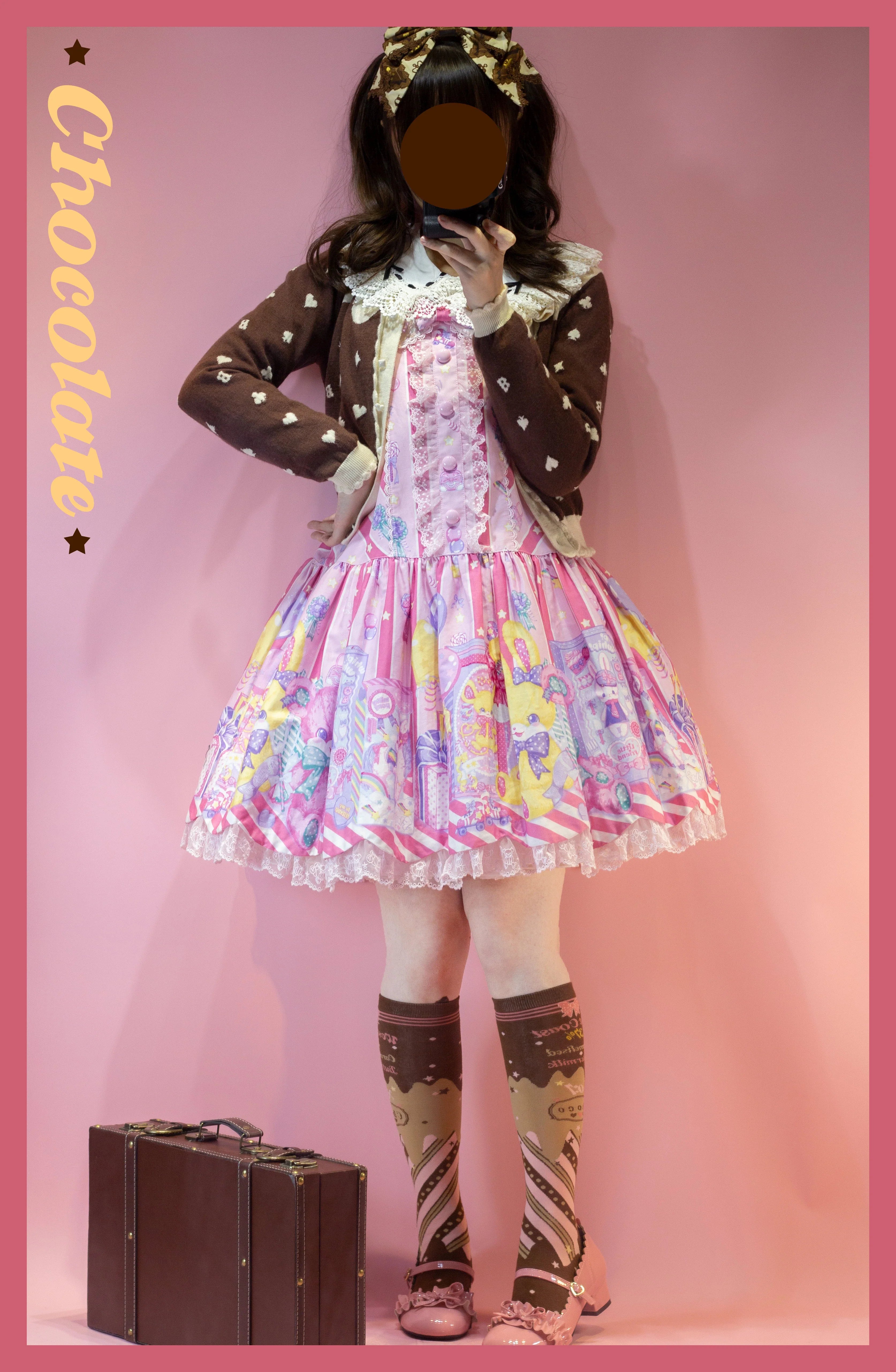Kawaii Lolita Chocolate Color Cotton Socks - image 22