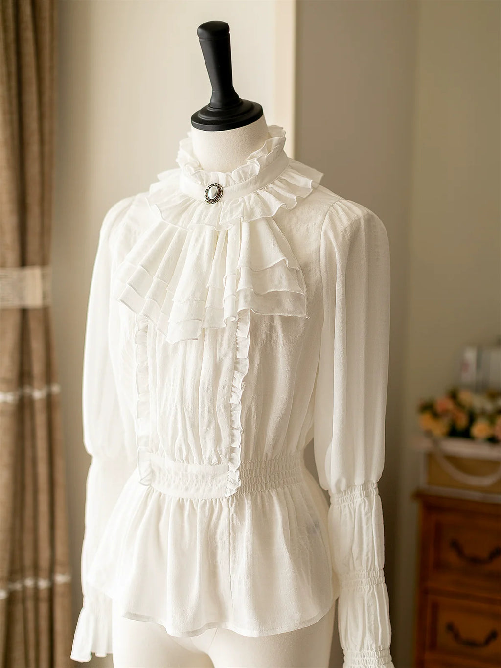 Classic Lolita A-Line Skirt, Button-Front Vest and White Blouse - image 33