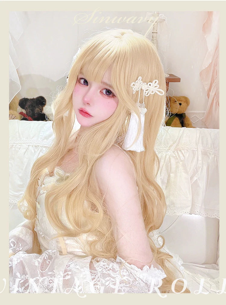 Elegant Lolita Platinum Wig Long Curly Layered Wig - image 9