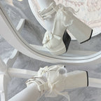 Puff Party - Elegant Lolita Chunky Heel Shoes with Bows and Straps - image 15