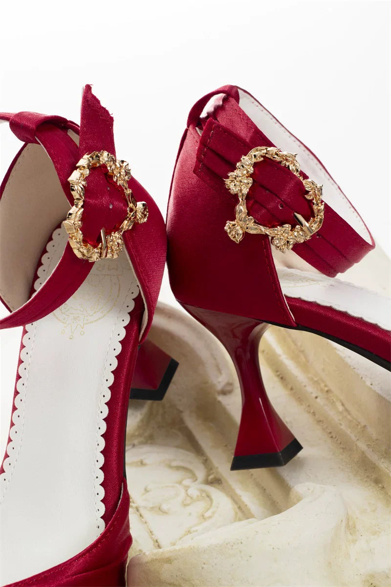 Coronation - Classic Lolita Wine Glass Heel Shoes with Detachable Bows - image 4