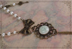 Vintage Lolita Pearl Necklace with Key Charm - image 6