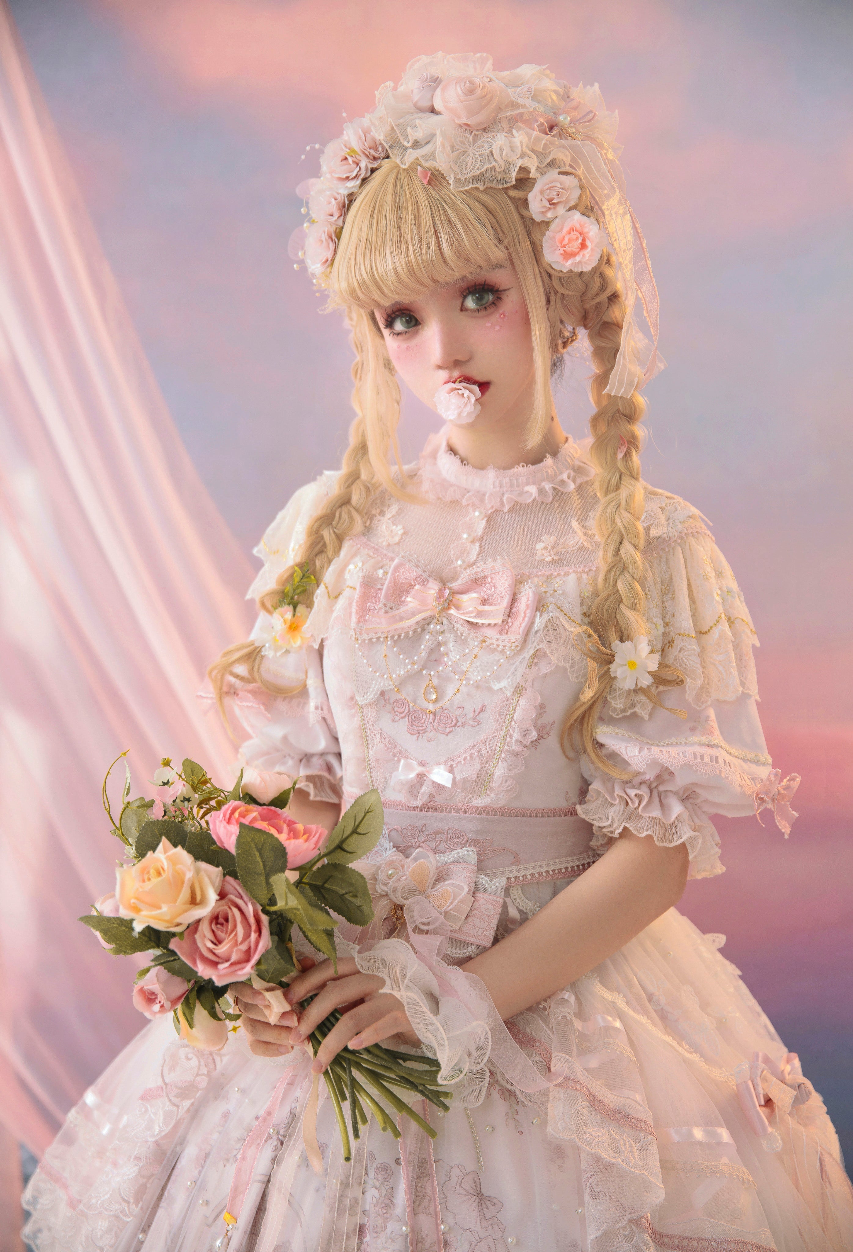 Sunset Realm Lolita Bride Gorgeous OP FS - image 15