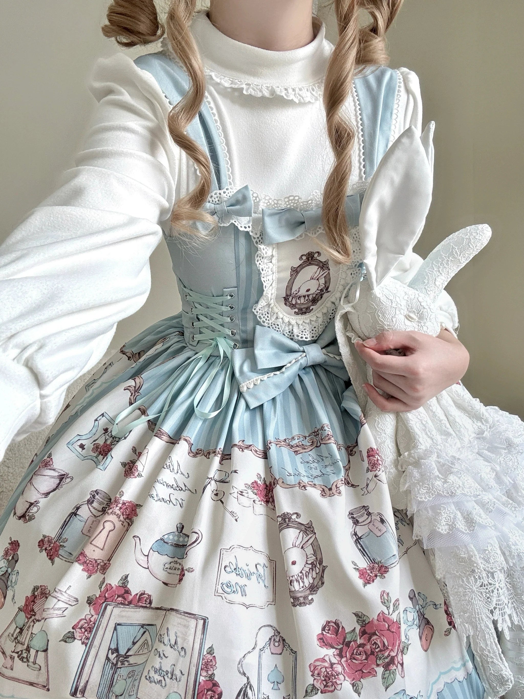 Rabbit Collection Box - Bunny Print Kawaii Lolita JSK Dress, 3 Colors - image 11