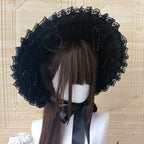 Gothic Lolita Handmade Bonnet with Bows and Beads - image 6