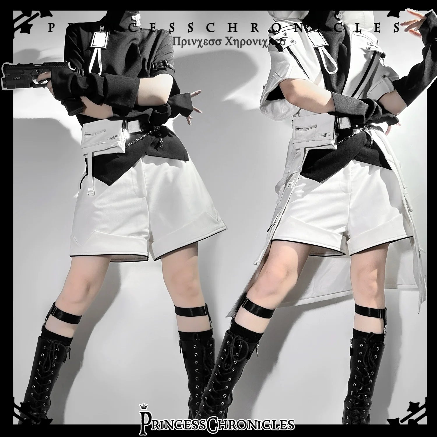White Cat - Futuristic Style Cool Lolita Pants Suit With Cat Ear Coat - image 23