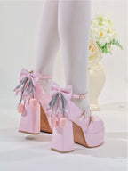 Whispering Tulip - Classic Lolita Heel Shoes with Detachable Bows - image 7