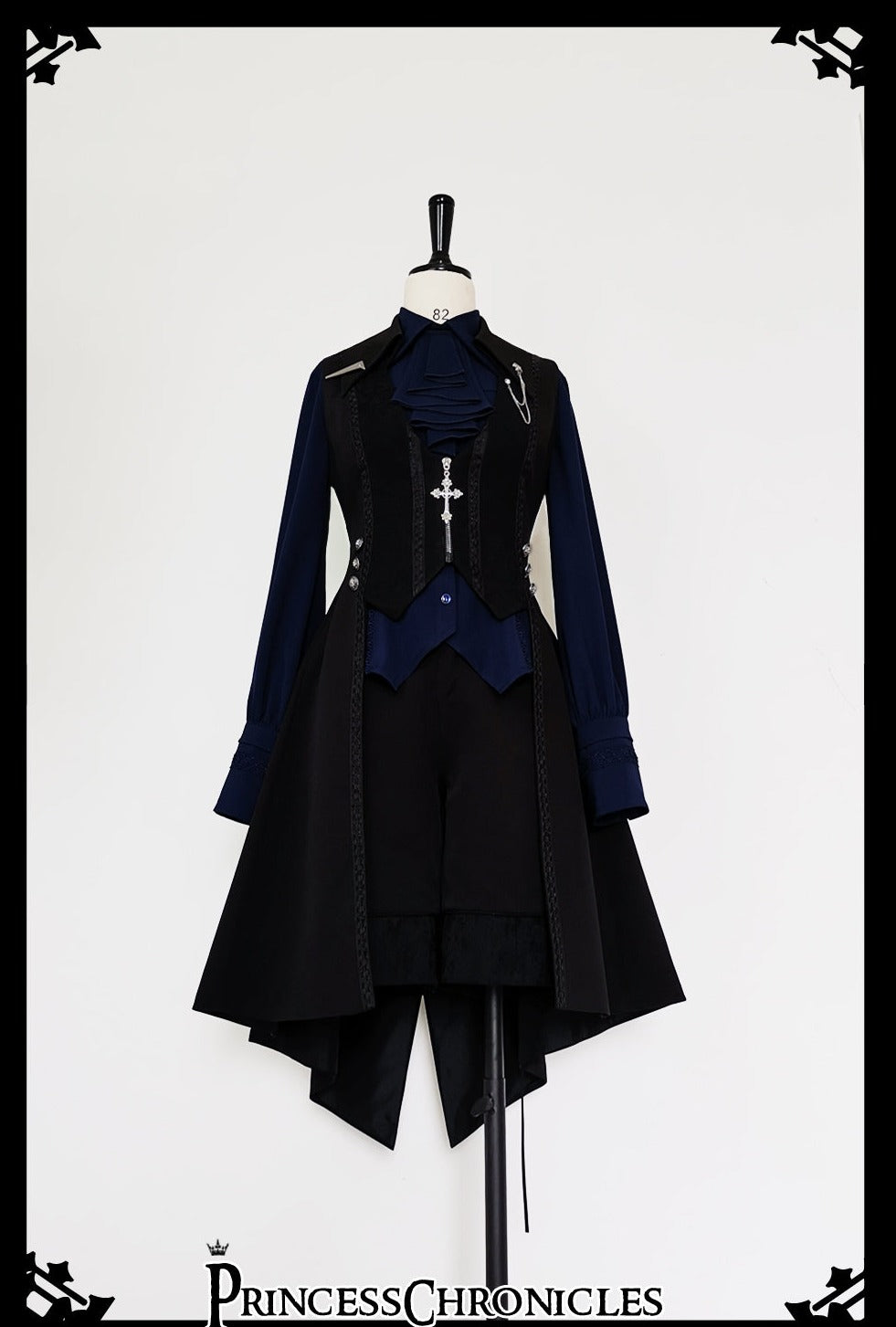 Black and Blue Ouji Lolita Swallowtail Vest - image 1