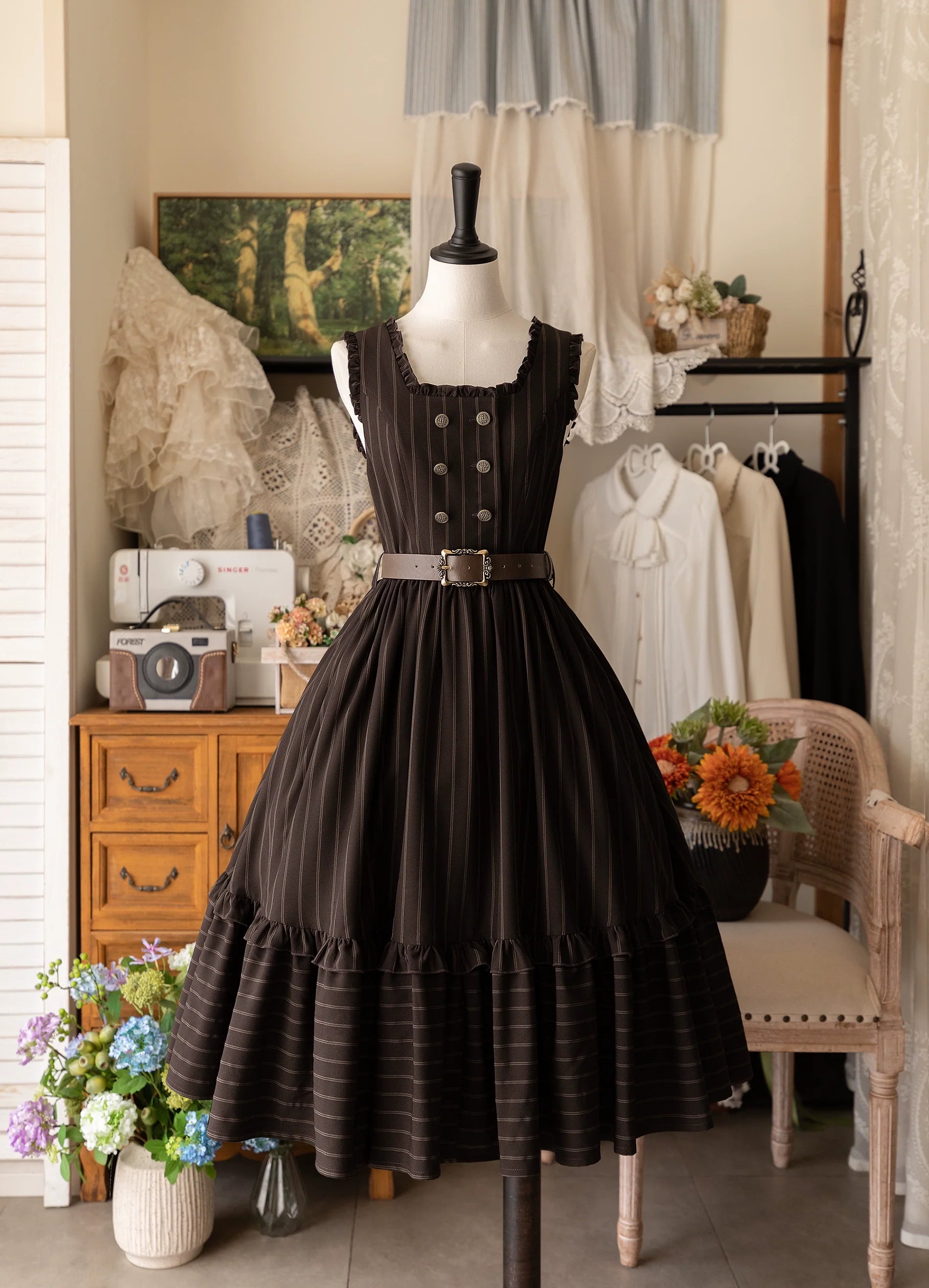 Little Manor - Classical Lolita JSK Dress & Long Sleeve Blouse - image 16