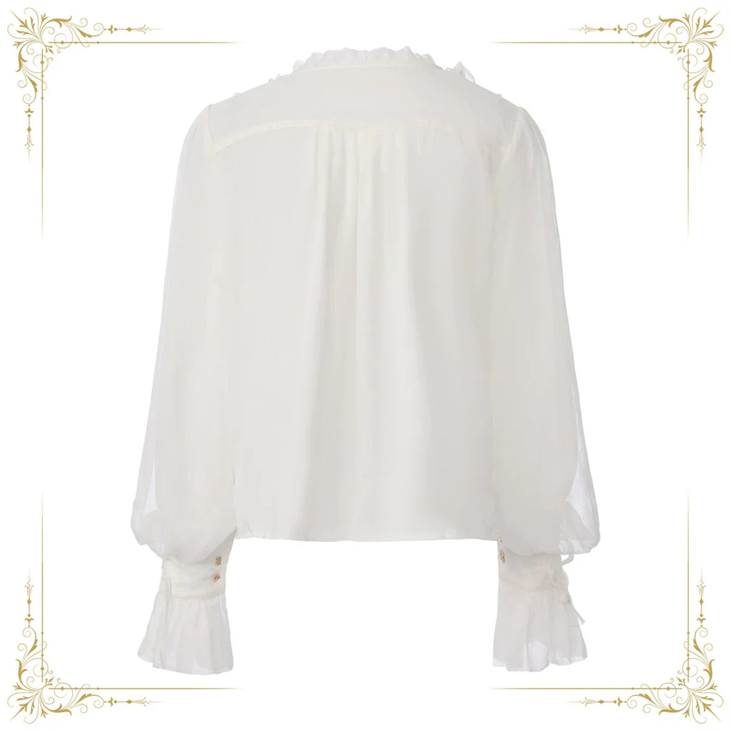 Eternal Treasure Voyage - Ouji Lolita Chiffon Blouse with Ruffles - image 5