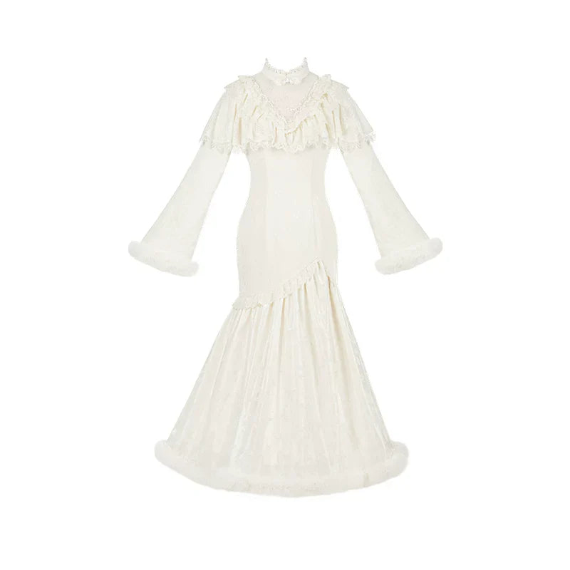 Winter Island Memory - Elegant Lolita Winter Coat & OP Dress Set - image 39