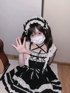 First Generation Doll - Black Old School Lolita Halter JSK Dress with Lace and Accessories - image 10