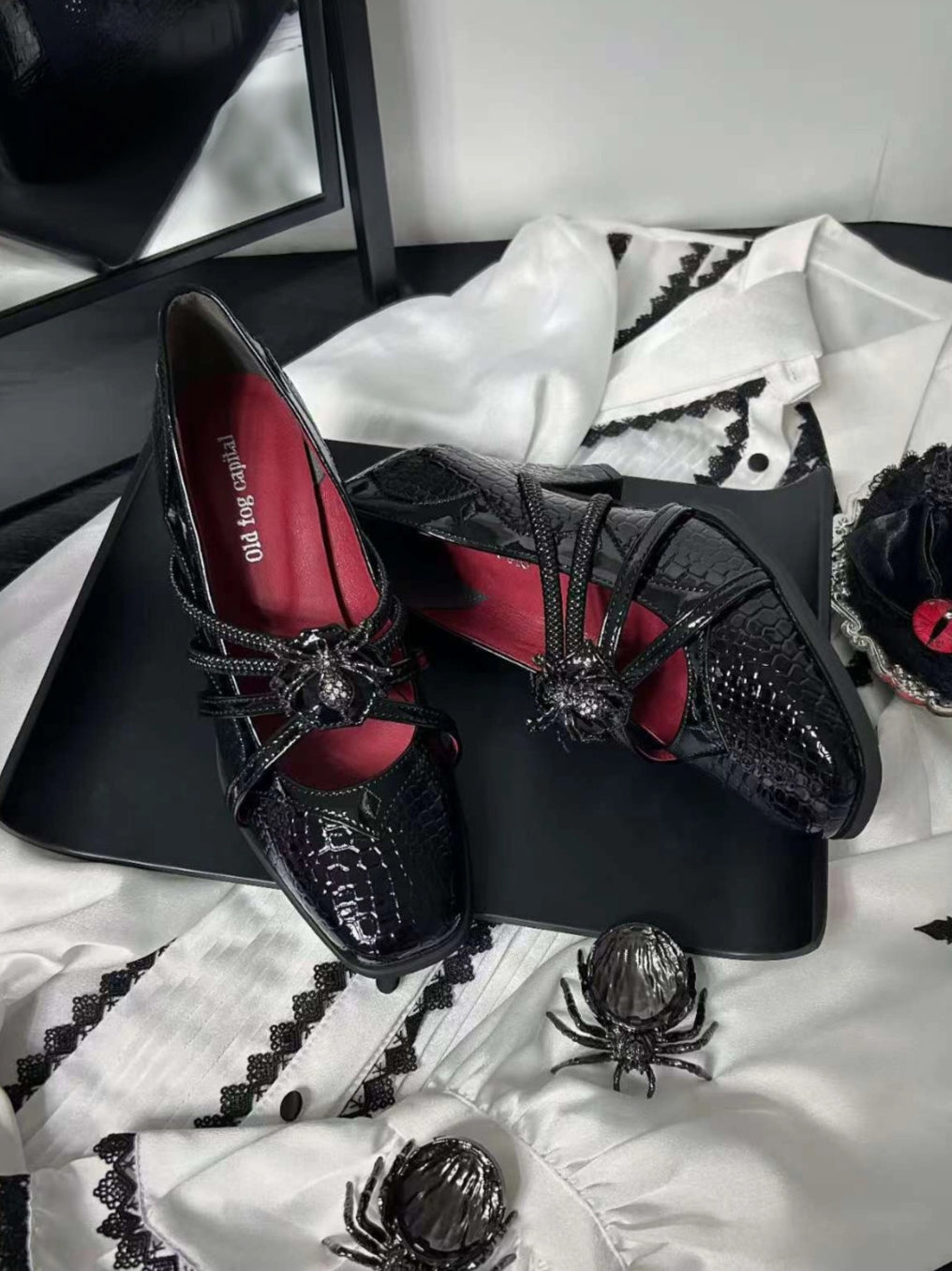 Spider Banquet - Croc Patent Gothic Lolita Heels - image 11