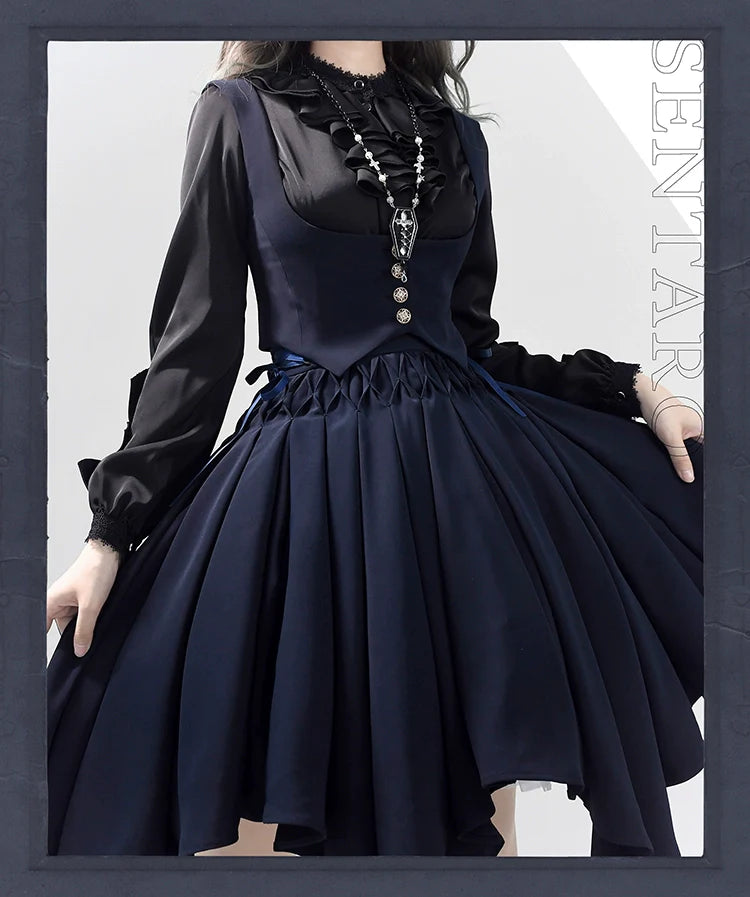 Pleated Irregular Knit Floral Slim Fit Vest and Half Skirt Set - image 10