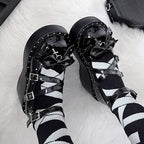 Devil Cross - Punk Lolita Shoes Cross High Platforms Shoes - image 9