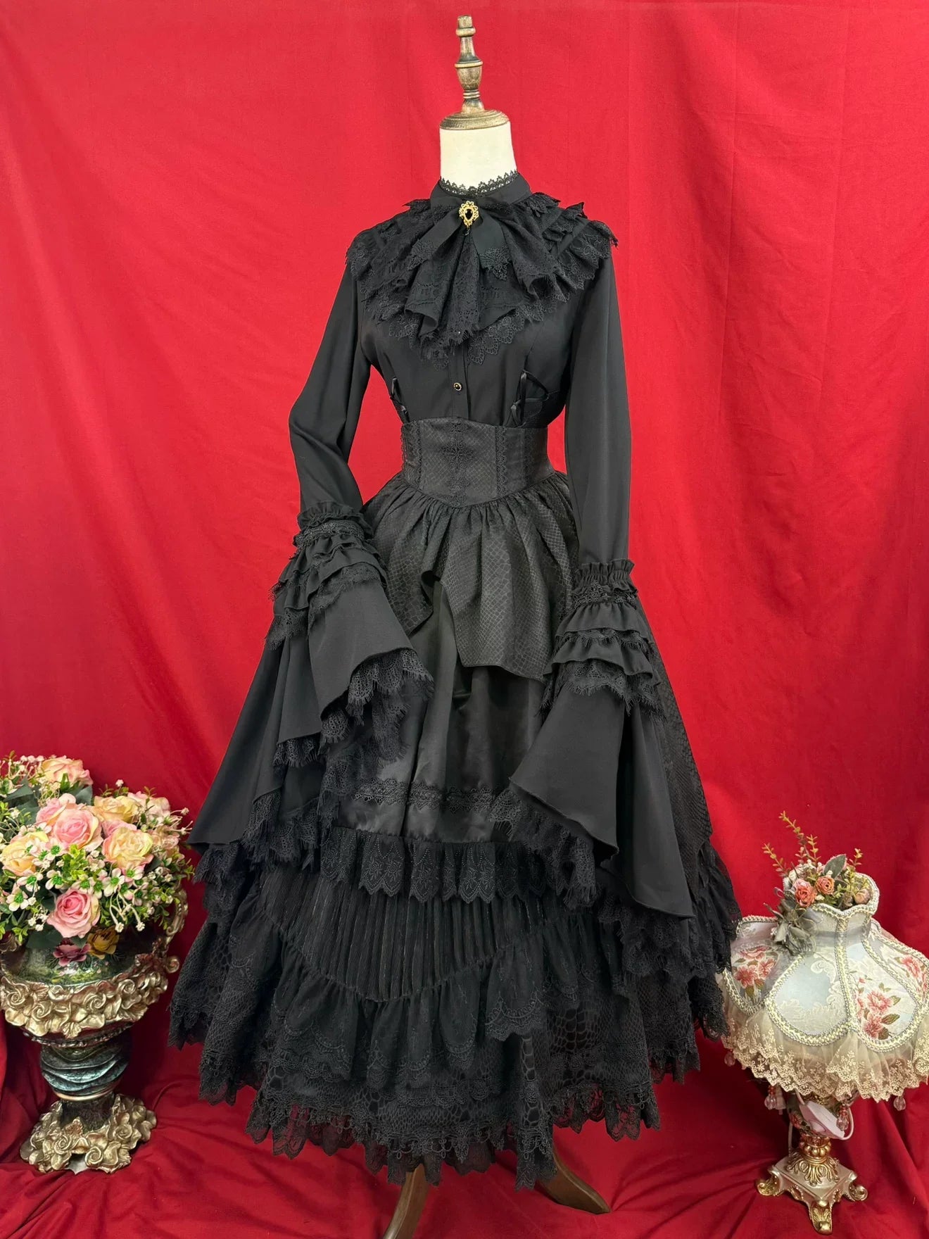 Broken Winged Bat - Gothic Lolita Shirt & SK Set, Bat-wing Shaped Hem - image 11