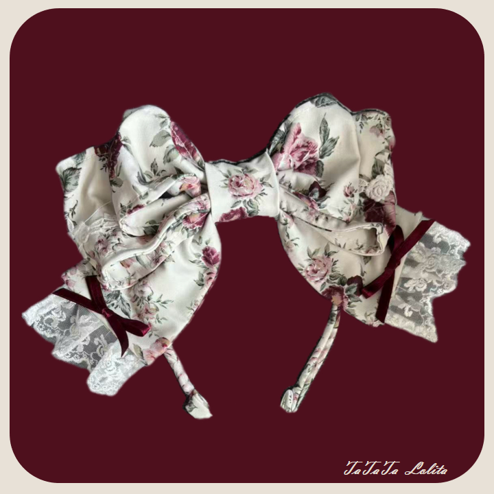 Burgundy Rose - Floral Printed Old School Lolita JSK, Elegant Cape and Accessories - image 30
