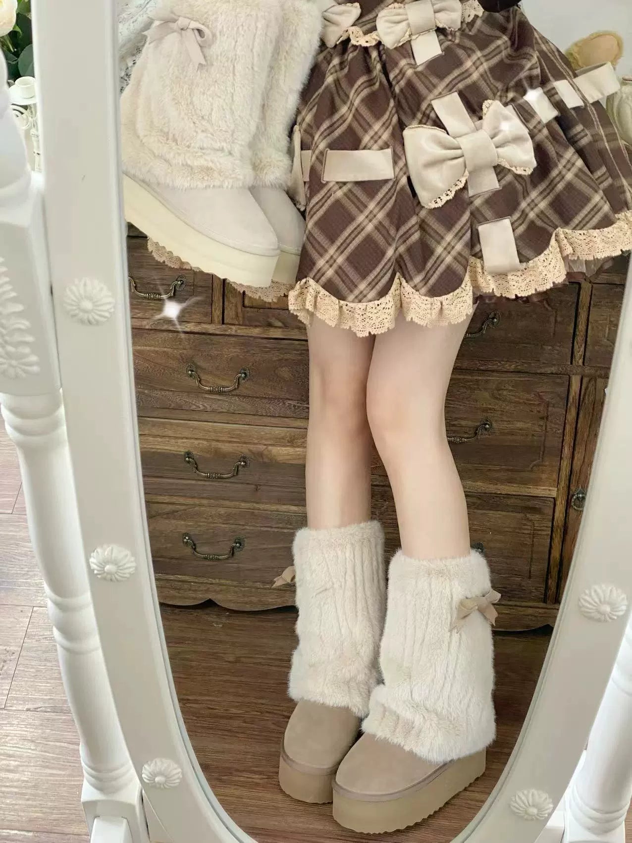 Winter Love Song - Winter Lolita Mid-Calf Boots Plush Snow Boots Thick Sole - image 12