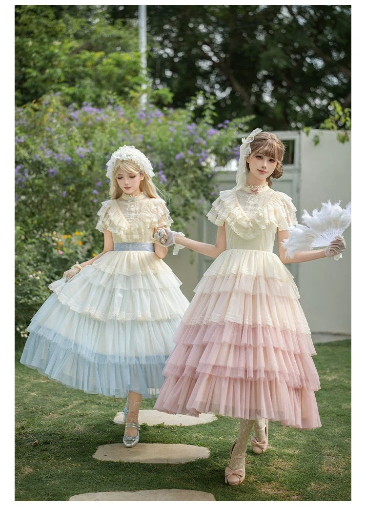 True Vow Embroidered Classic Lolita Dress with Layered Gradient Hem and Accessories - image 6