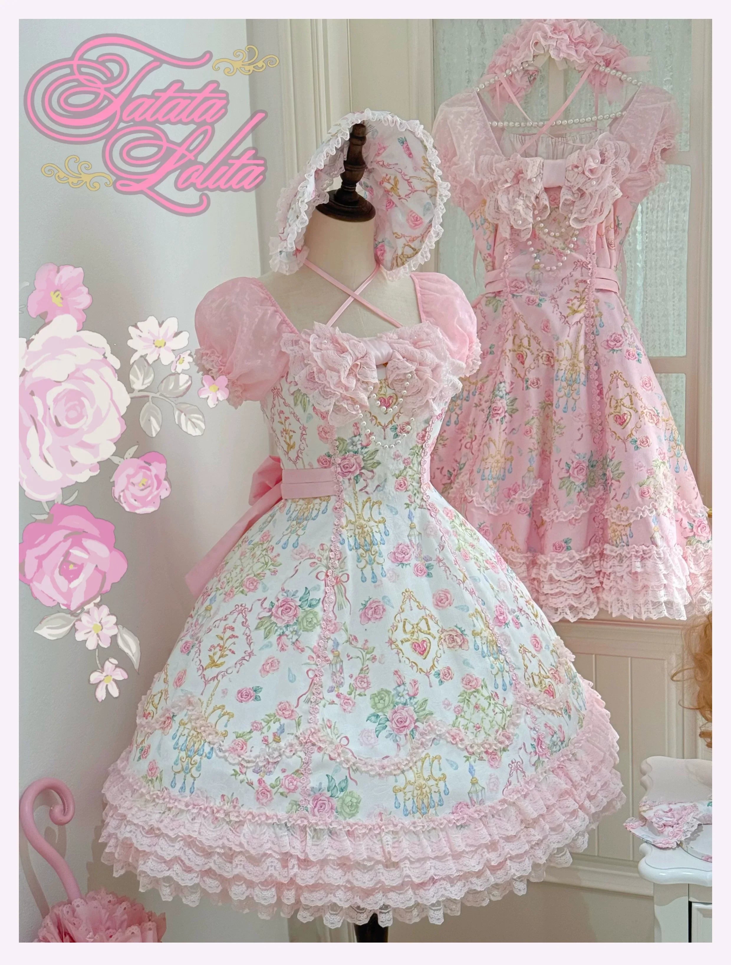 Spring 2025 Old School Lolita Floral JSK and OP Dress Series and Accessories - image 11