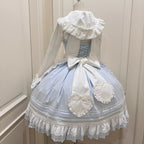 Little Bunny Bakery - Old School Lolita Cotton JSK Dress, Bunny-ear Heart Apron and Accessories - image 3