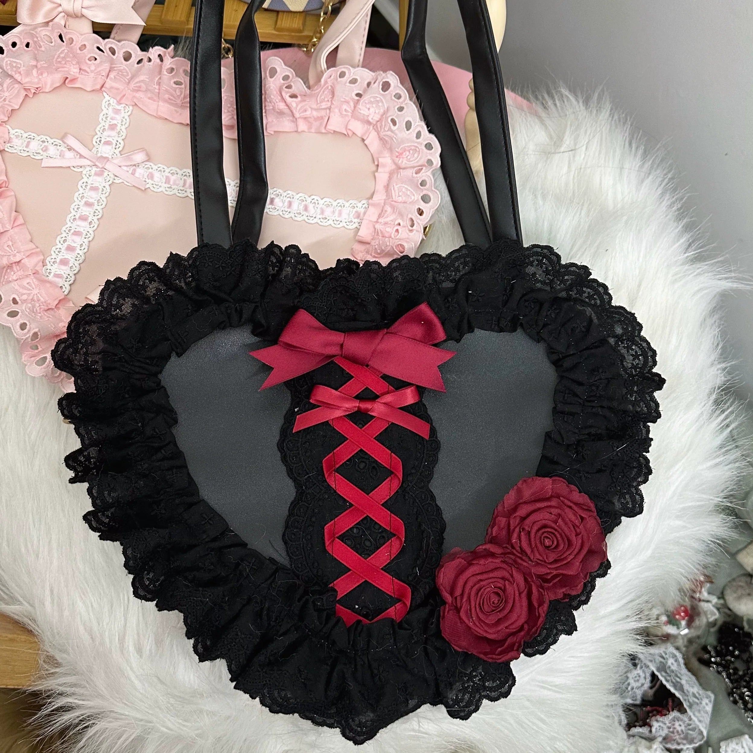 Sweet Lolita Bag Heart-shaped Lace Bag Multicolors - image 1