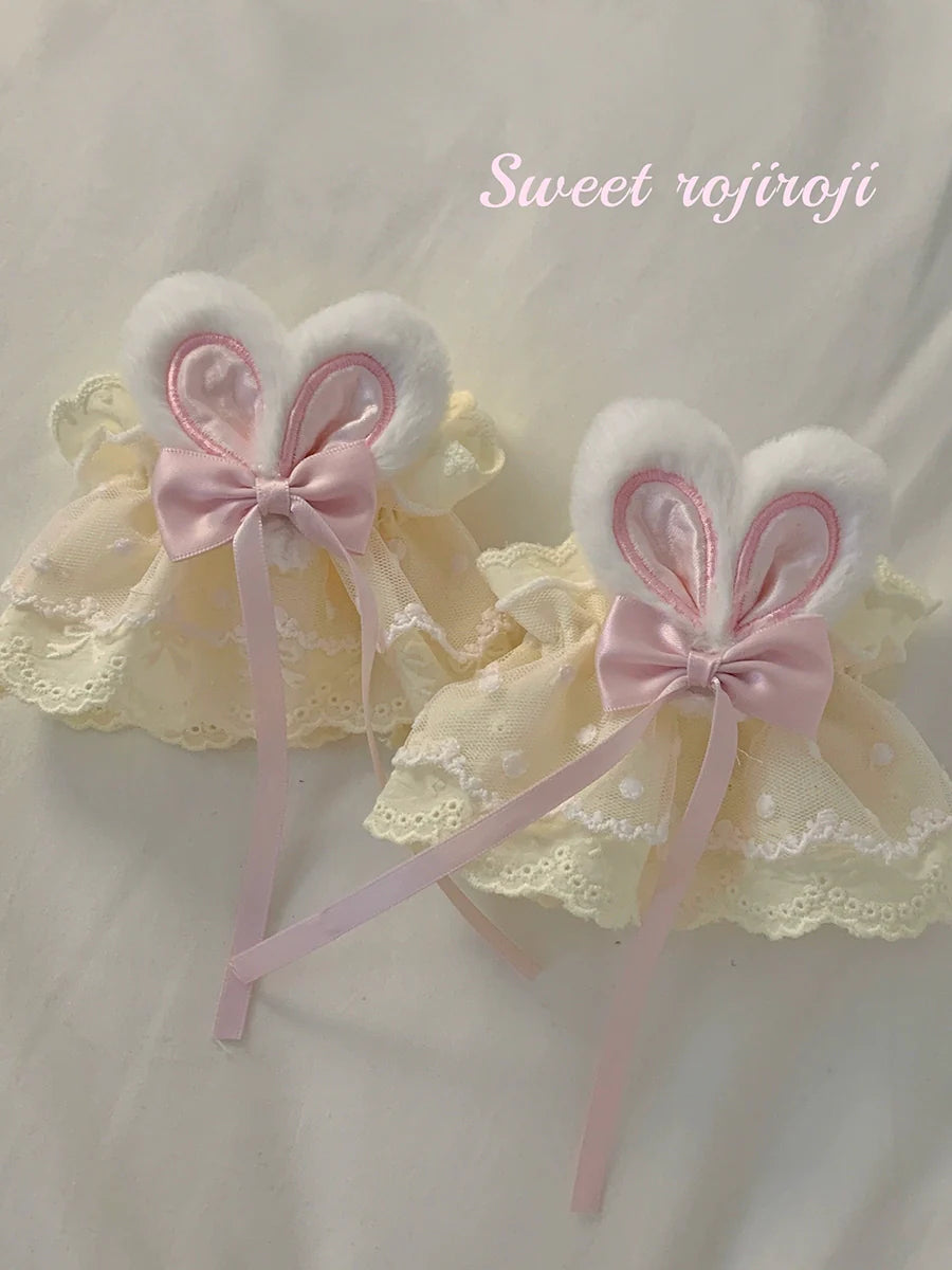 Cute Lolita Bunny Ears Cuffs Lace Summer Butterfly Hand Sleeves - image 5