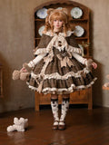 Choco Chestnut - Plaid Kawaii Lolita JSK Dress, Peter Pan Collar Cape - image 2
