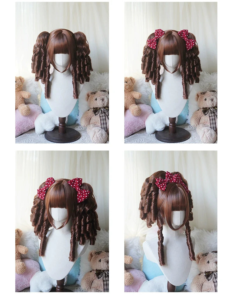 Solid Lolita Bob Wig With Detachable Curl Ponytail - image 6