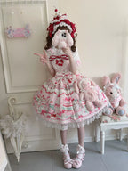 Cherry Bake Song - Kawaii Lolita JSK Dress With Dessert Print & Cherry Bow - image 12