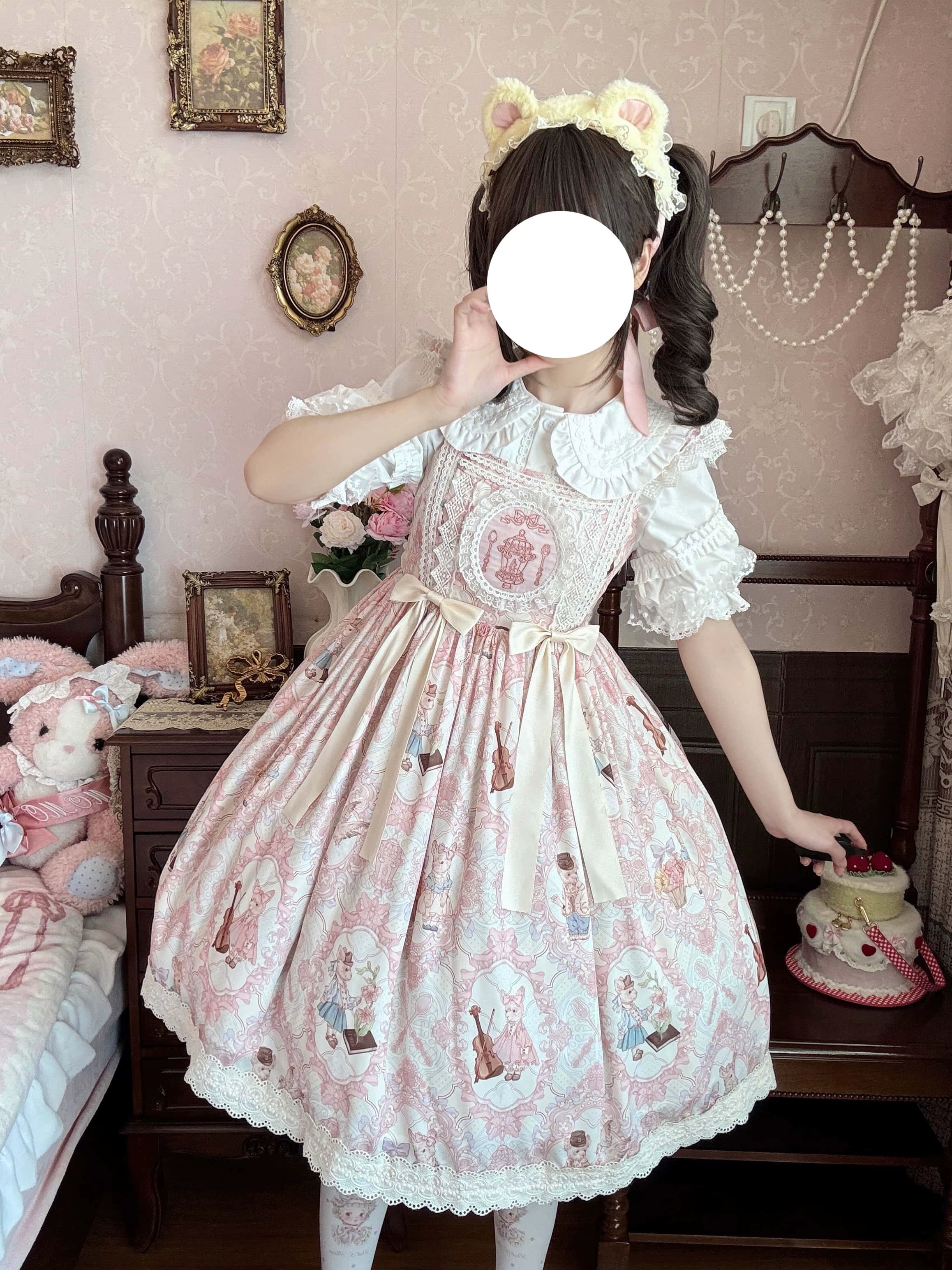 Candy Party - Printed Sweet Lolita JSK, Peter Pan Collar Shirt - image 2